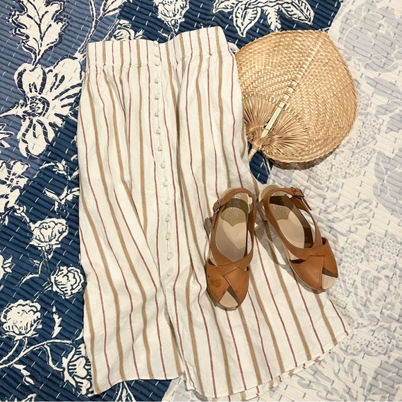 Madewell Linen-Cotton Smocked-Waist Button-Front Midi Skirt - Picture 5 of 6